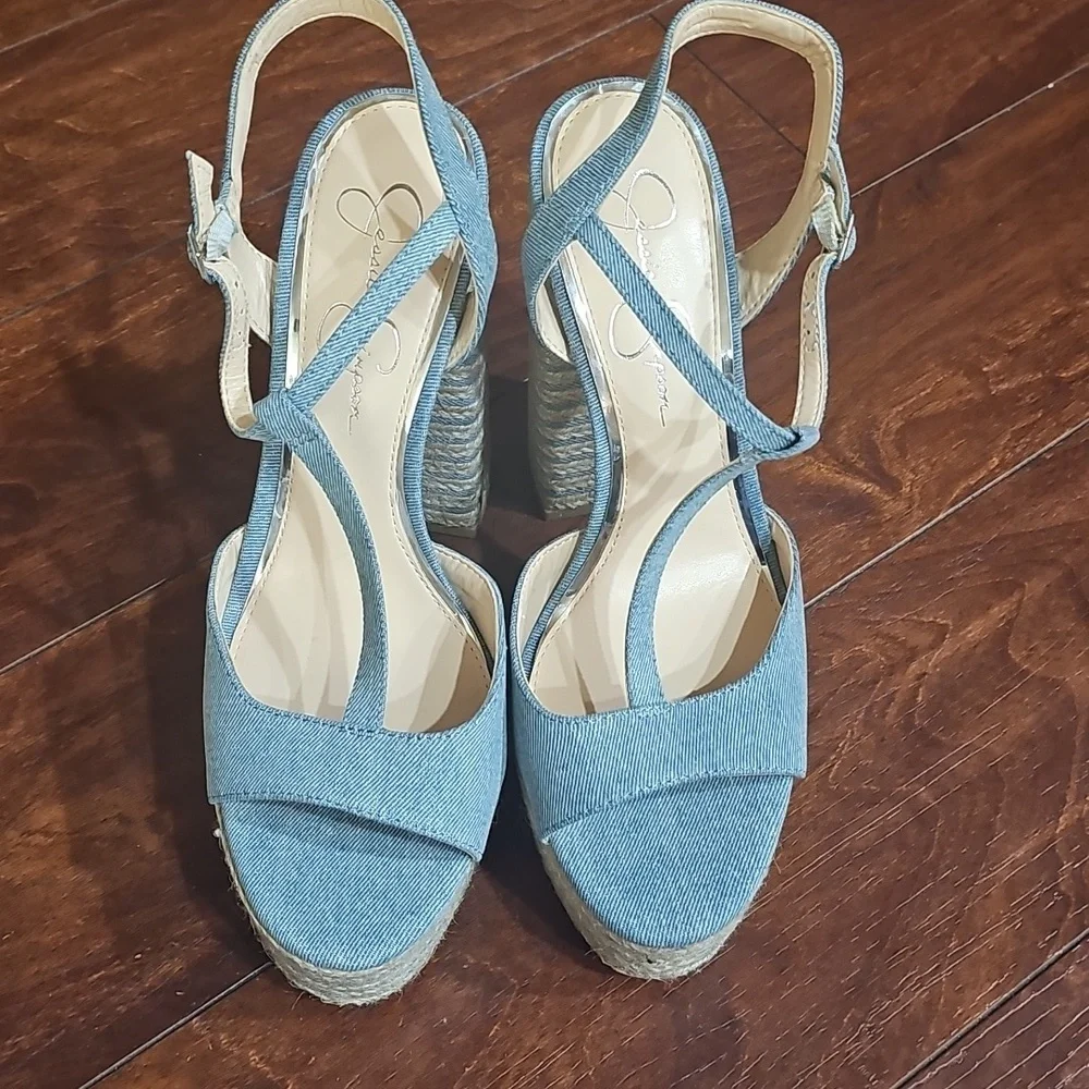 Jessica Simpson Ameeka Womens Denim Peep-Toe Platform Heels, size 10M - Picture 6 of 6